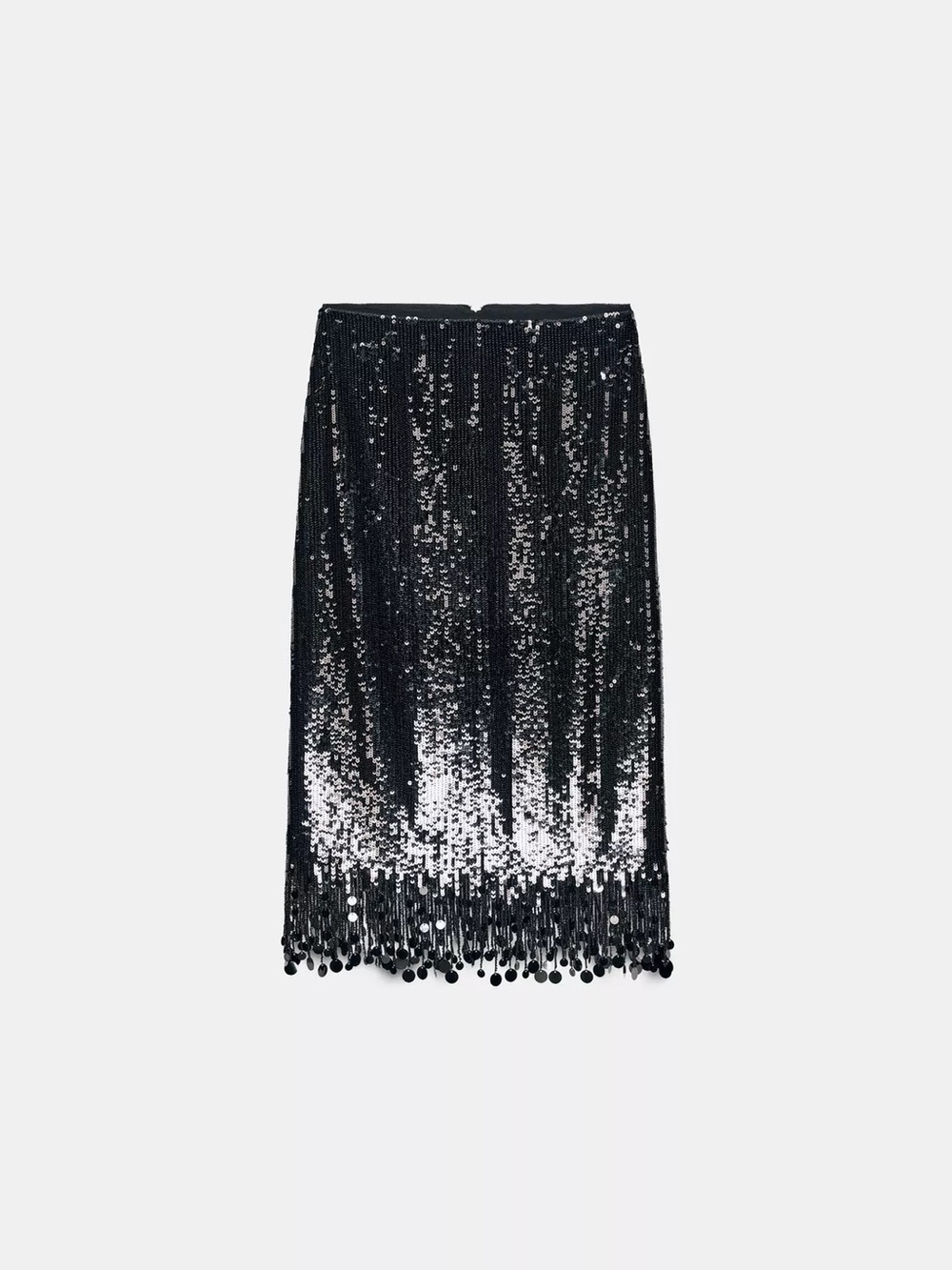 Price Firm - ZARA Sequin Midi Skirt with Fringe Hem